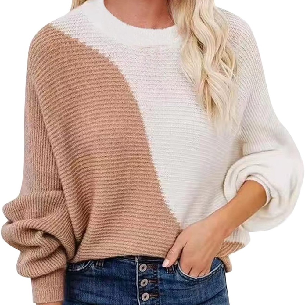 NWT Franchescas color block sweater in brown and  cream